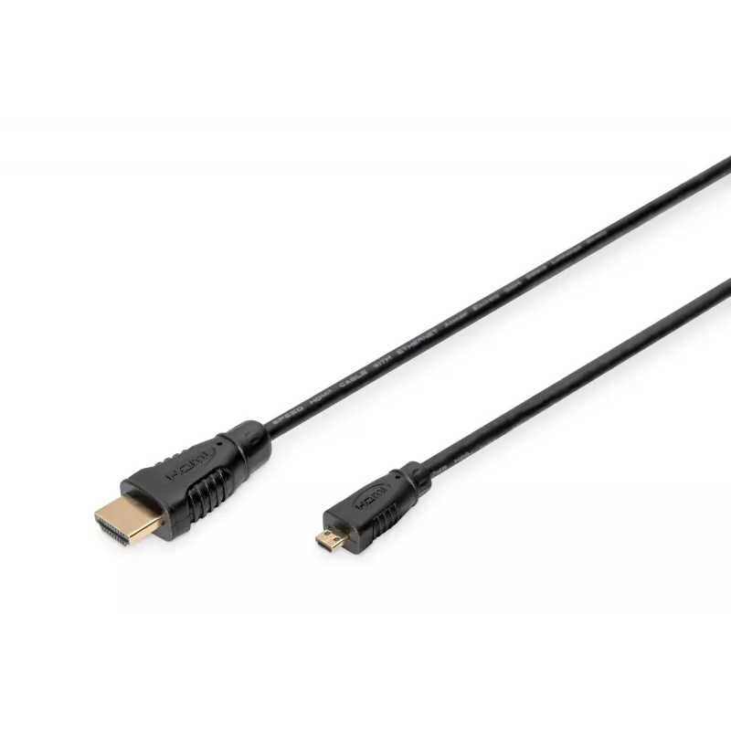 Digitus ASSMANN - Cavo HDMI con Ethernet - 19 pin micro HDMI Type D maschio a HDMI maschio - 1 m - tripla schermatura - nero (AK-330115-010-S)