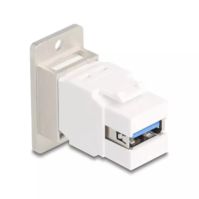 Modulo Keystone DELOCK 67337 montaggio a pannello USB Type-B su USB Type-A 5 Gbit/s, argento/bianco