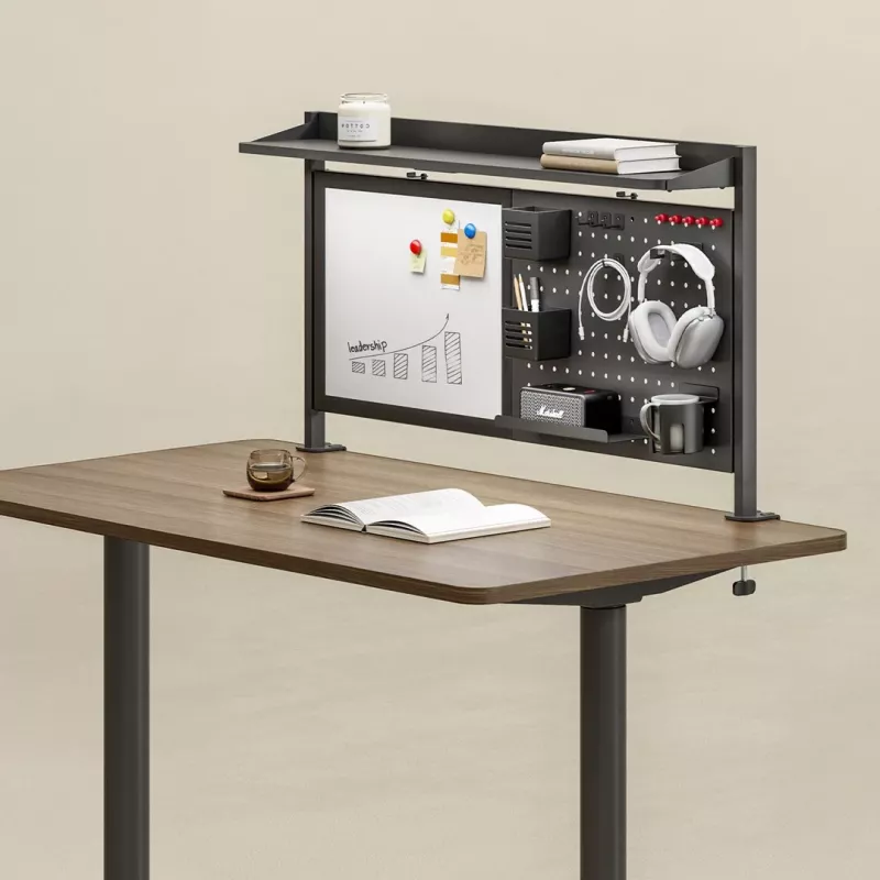 Pannello divisorio / organizer per scrivania Ergo Office, carico max. 10 kg, lavagna bianca, larghezza 1116 mm, nero, ER-301 B