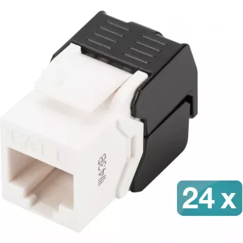 Jack Keystone Digitus CAT 6 non schermato 24 pezzi piatto nero bianco RJ-45