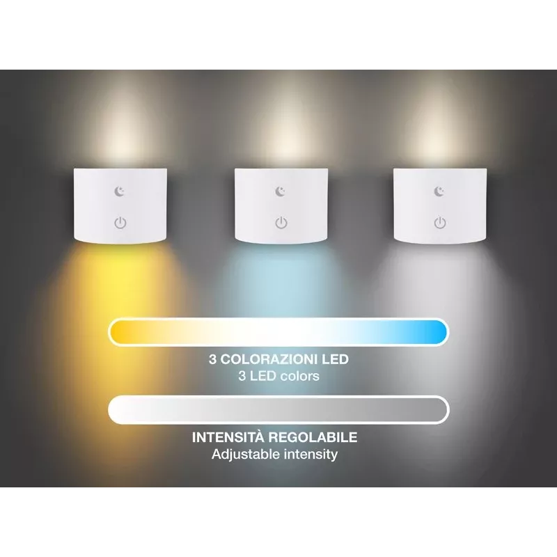 Beper P201UTP305 lampada LED ricaricabile con altezza regolabile, da terra e fissabile a parete, 2,3 W, dimmerabile, bianca