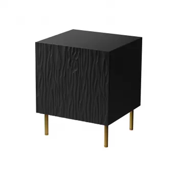 Set comodini 2 pz. cama meble JUNGLE — 53,5×40,5×44 cm, nero opaco MDF/truciolare, gambe dorate