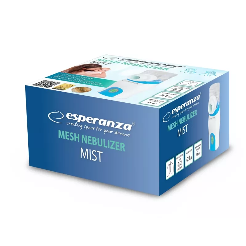 Inalatore portatile ESPERANZA ECN005 — nebulizzatore tascabile compatto, 0,2 ml/min, 21 dB, USB, 2×AA