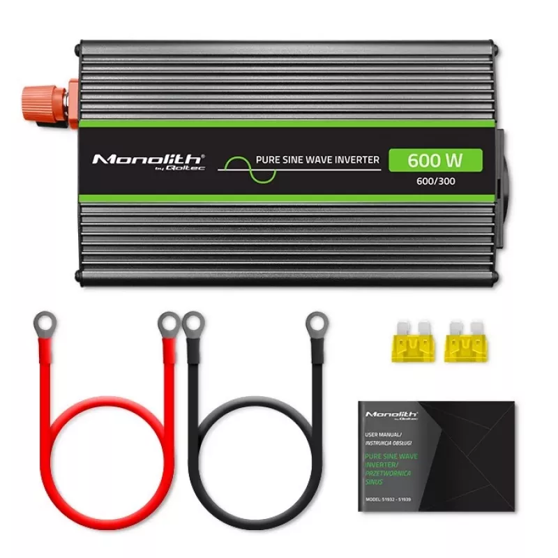 Alimentatore/inverter per auto Qoltec Monolith 600 W nero