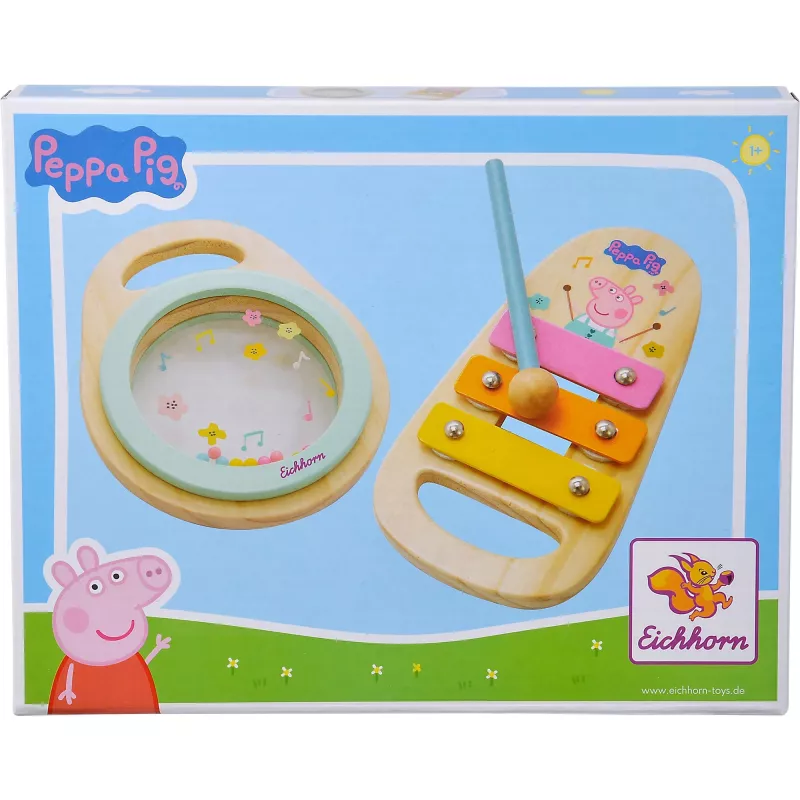 Peppa Pig set musicale in legno, giocattolo musicale da 2 pezzi