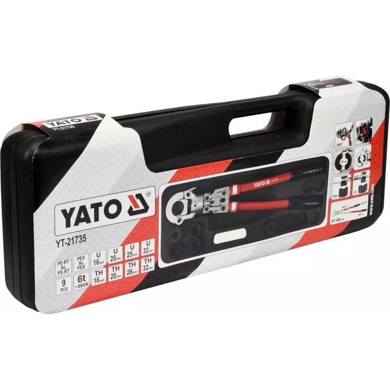 Yato PEX-AL-PEX pinza crimpatrice manuale con set da 8 ganasce