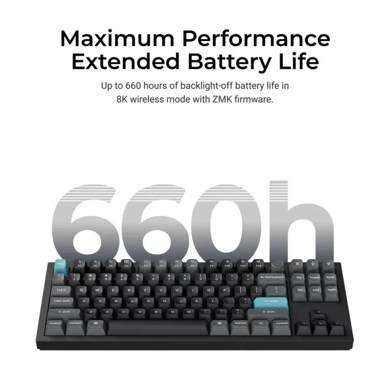 Tastiera meccanica Keychron Q3 Ultra 8K — 80% QWERTY, con filo e Bluetooth, RGB, nero