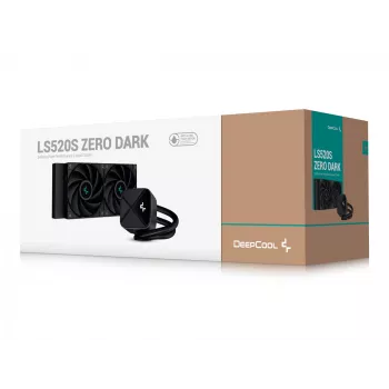 DeepCool LS520S Zero Dark raffreddamento a liquido AIO per CPU, 240 mm, 2 ventole PWM da 120 mm, AM4/AM5/LGA2066, nero