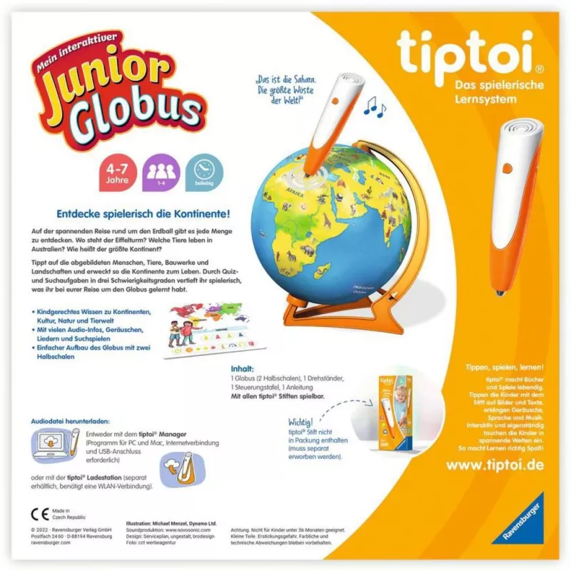 Giocattolo educativo Ravensburger tiptoi Il mio globo interattivo Junior