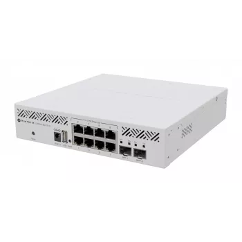 Switch L3 gestito MikroTik CRS310-8G+2S+IN — 8× 2.5G RJ-45, 2× SFP+, PoE, montaggio rack 1U, bianco