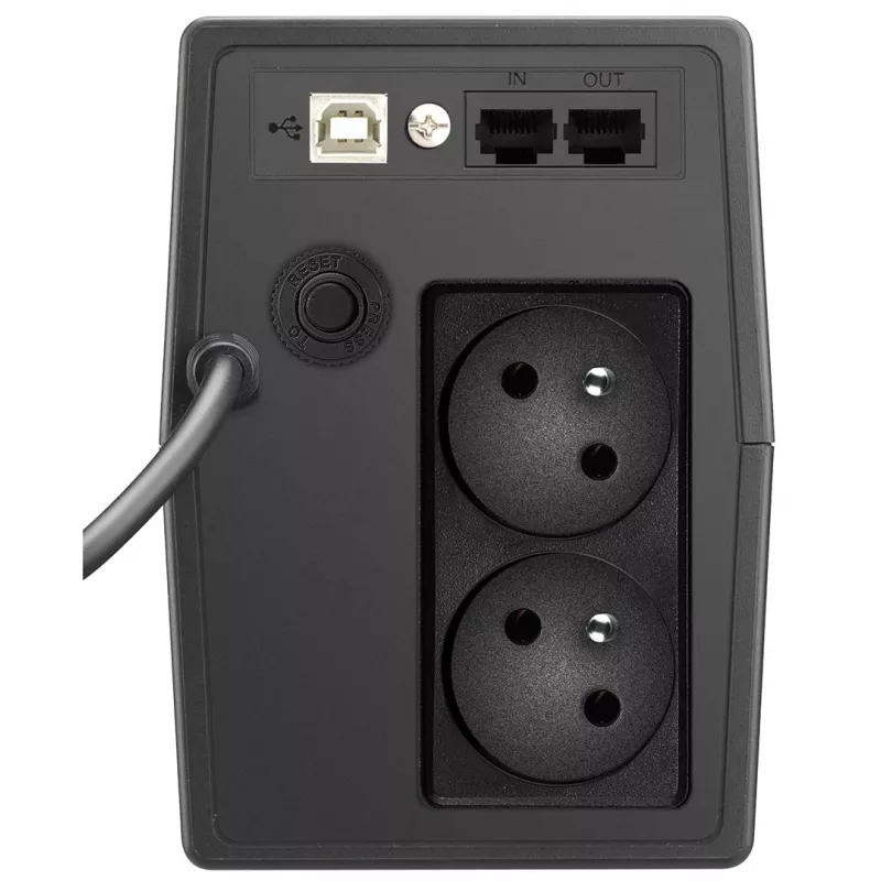 Gruppo di continuità PowerWalker VI 800 SCL FR — UPS Line-Interactive 0,8 kVA (480 W), 2 prese tipo E, USB, RJ-45/RJ-11, batteria 12V 9Ah, tower, nero