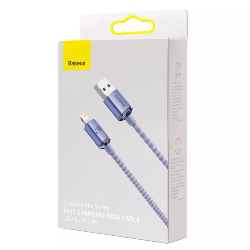 Cavo Baseus Crystal Shine USB a Lightning, 2,4A, 2m (viola)
