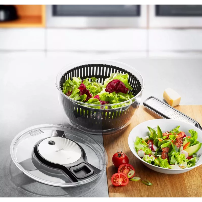 Centrifuga per insalata GEFU Speedwing 28150 — ciotola trasparente 5 L, comando a pulsante, corpo in plastica