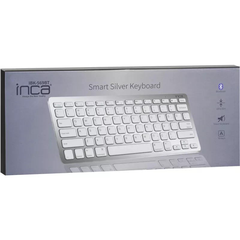 Tastiera wireless Inca IBK-569BT Bluetooth 78 tasti metallic argento