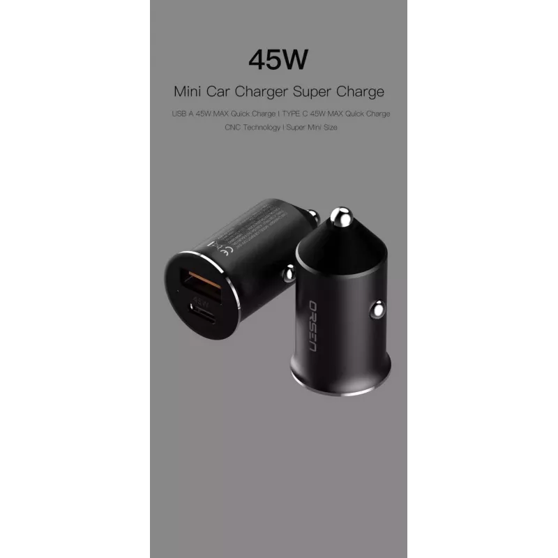 Caricabatterie da auto Orsen C8 45W — ricarica rapida USB-C PD 45W, nero