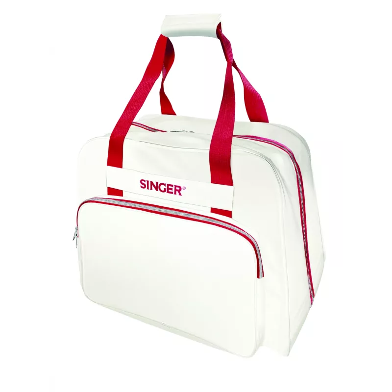Custodia da trasporto SINGER 25010000204 per macchine da cucire portatili, crema e rosso, leggera con manico