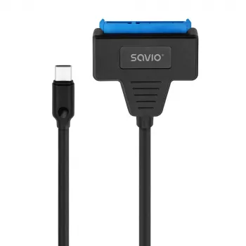 SAVIO Cavo adattatore SATA a USB-C AK-69, connettore femmina SATA su connettore maschio USB-C, USB 3.2 Gen 1 (5 Gbit/s), 0,25 m, nero