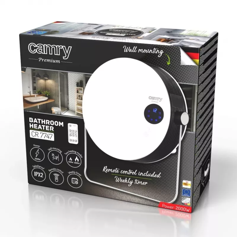 Camry | CR 7747 | scaldasalviette | 2000 W | numero di livelli di potenza 2 | bianco | IPX 2