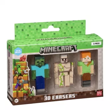 MINECRAFT gomme da cancellare 3D - confezione da 3 VER.C