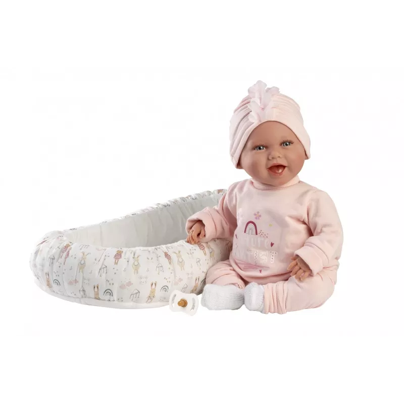 Bambola neonato Llorens Mimi Baby 42 cm — viso realistico, ride, corpo morbido