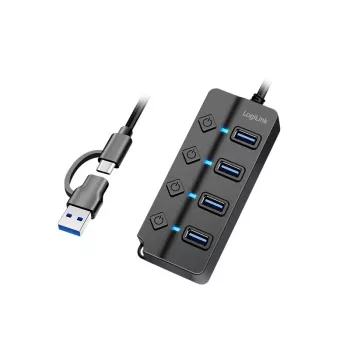 Hub USB 3.2 Gen1, 4x USB-A interruttore on/off