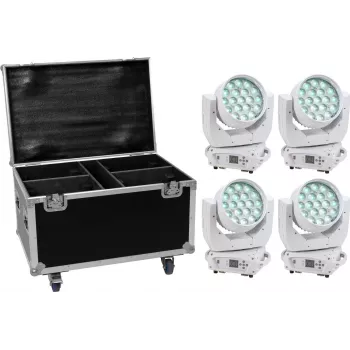 Set luci LED EUROLITE TMH-X4 White – 4 fari con custodia da trasporto e ruote