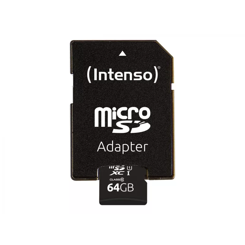 Intenso Performance - scheda di memoria flash (microSDXC con adattatore SD) - 64GB - UHS-I U1 / Class10 - microSDXC UHS-I (3424490)