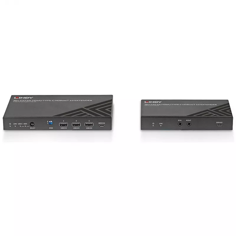 Lindy 70m Cat.6A HDMI 4K60 e Type C HDBaseT 3.0 extender KVM