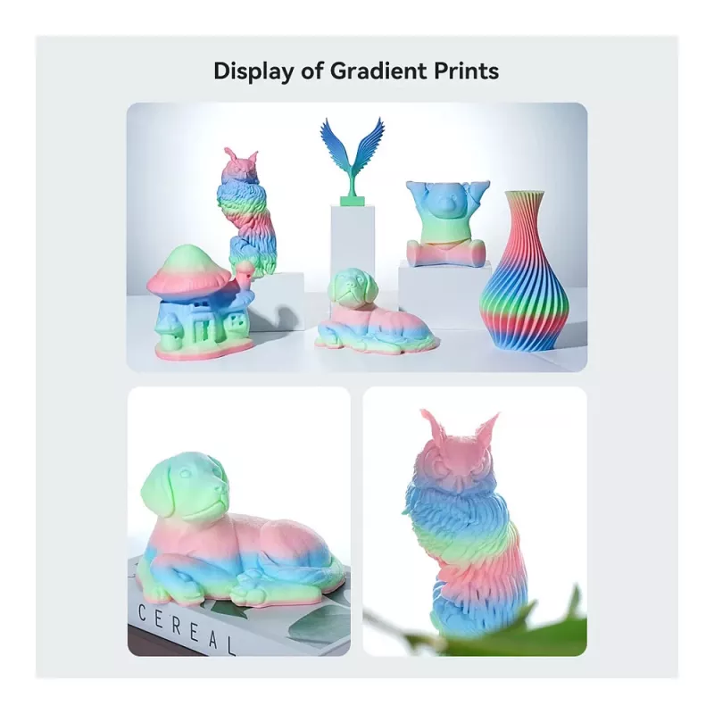 Filamento per stampante 3D Creality PLA 1,75 mm, 1 kg – blu/verde/rosa (Creality 3301010424)