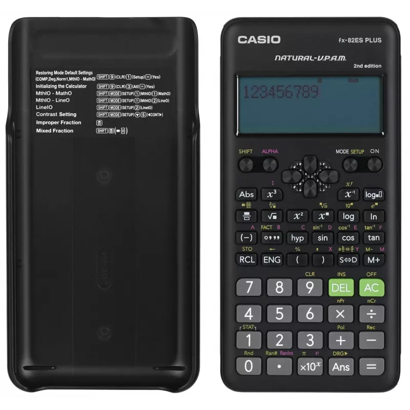 Casio FX-82ES PLUS-2 calcolatrice scientifica tascabile, 252 funzioni, 77 x 162 mm, nera