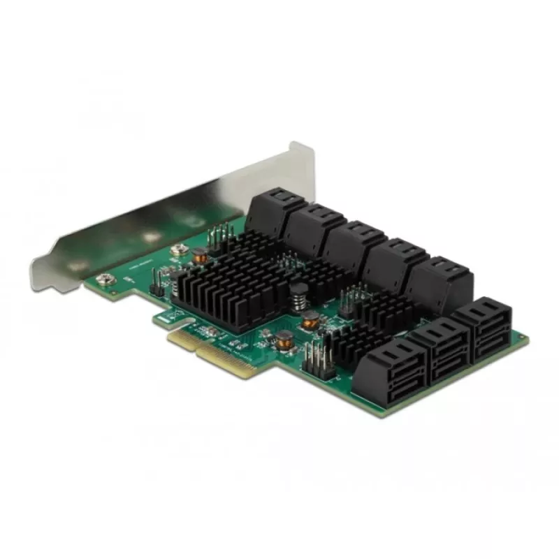 Scheda DeLOCK 16 porte SATA PCI Express x4 6 Gbit/s verde grigio