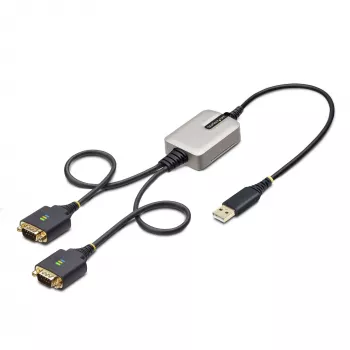 StarTech.com cavo adattatore da USB a seriale a 2 porte 2ft (60cm), viti/dadi DB9 sostituibili, mantenimento COM, USB-A a DB9 RS232, FTDI, protezione ESD livello 4, Windows/macOS/ChromeOS/Linux – costruzione robusta in TPE