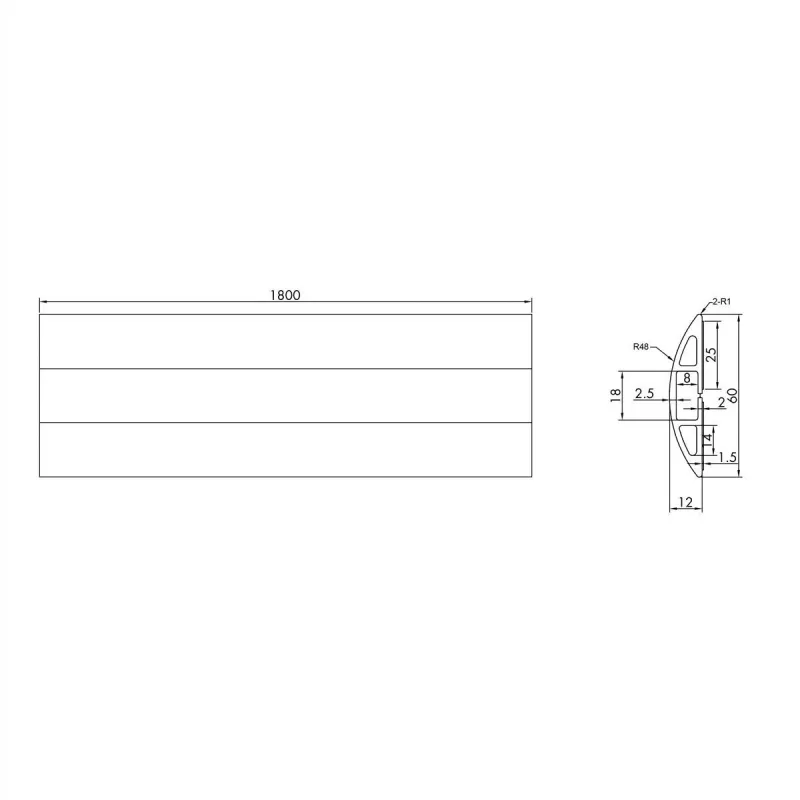 Canalina passacavi ROLINE TPE Flex, 60 mm, nero, 1,8 m (19.08.3105)