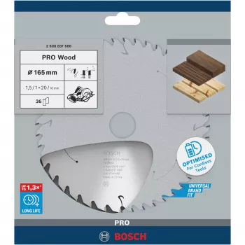 Lama circolare Bosch 2 608 837 686 — diametro 165 mm, foro 20 mm, per legno, 1 pz.