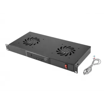 Pannello ventole LANBERG AK-1502-B, 1U rack, 2 ventole, 230V, 38W, 483×44.5×192 mm, nero