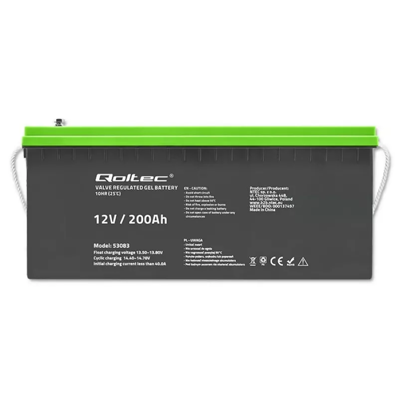 Batteria Gel Qoltec | 12V | 200Ah | GEL | 59,5 kg