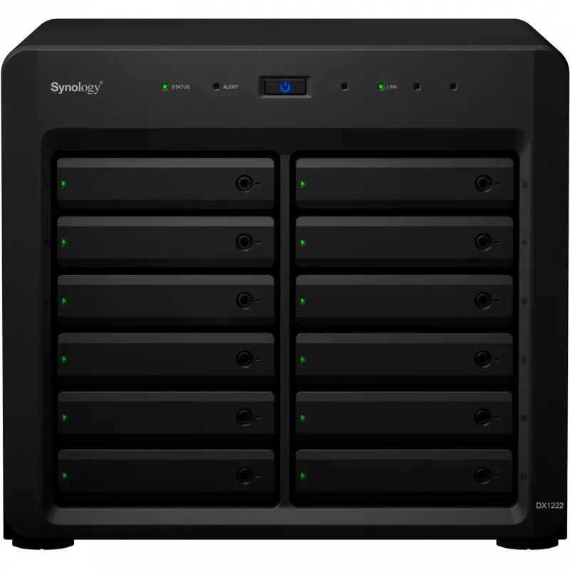 Case HDD/SSD Synology DX1222 12 unità 192 TB Nero