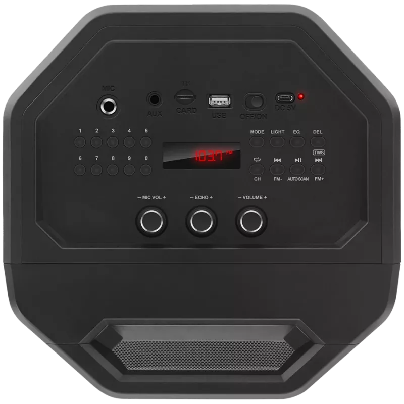 Altoparlante SVEN PS-600, nero (50W, TWS, Bluetooth, FM, USB, microSD, display LED, 4000mAh)