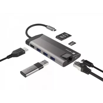 NATEC Fowler Plus USB Type-C nero grigio MicroSD SD hub