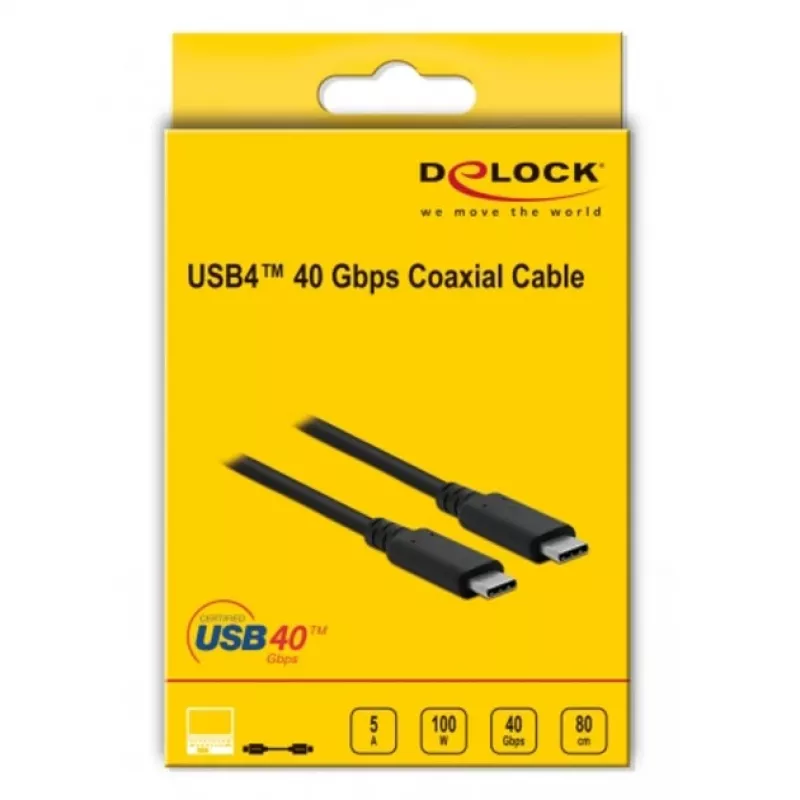 Delock - cavo USB - USB-C (M) a USB-C (M) - USB4 / Thunderbolt 3 / DisplayPort - 20 V - 5 A - 80 cm - supporta Power Delivery 3.0, supporta 8K 60 Hz (7680 x 4320), supporto