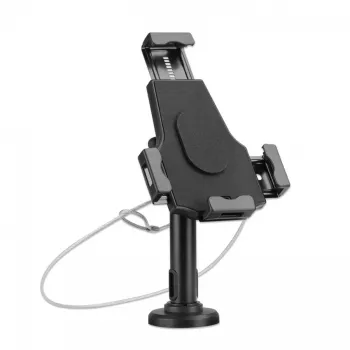 Supporto da tavolo per iPad e tablet Manhattan, con serratura, montaggio a parete, protezione antifurto, tablet da 7,9 pollici a 10,5 pollici, rotazione 360°, inclinazione +/- 70°, rotazione 330°, nero, garanzia a vita