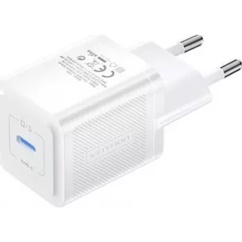 Caricabatterie da viaggio Vention FEPW0-EU – caricabatterie AC da interno USB-C 20W per smartphone, tablet, smartwatch, cuffie, bianco