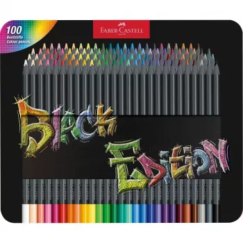 Faber-Castell Black Edition matite colorate, 100 pz. in scatola di metallo (116490)