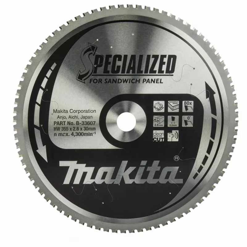 MAKITA LAMA CIRCOLARE 355x30x80Z SPECIALIZZATA PER PANNELLI SANDWICH