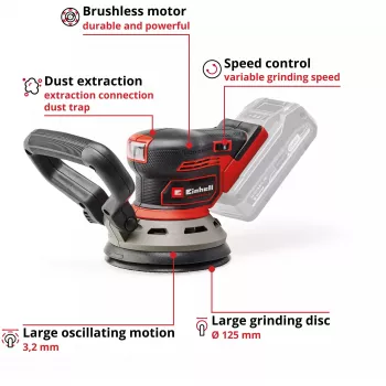 Levigatrice per pavimenti EINHELL TP‑RS 18/32 Li BL Solo — 24.000 giri/min, nero/rosso, 1,11 kg