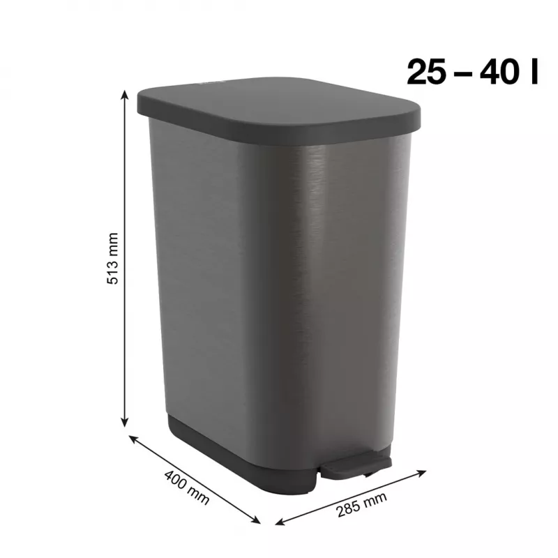 ROTHO Ribo Graphite - pattumiera a pedale – 35 l