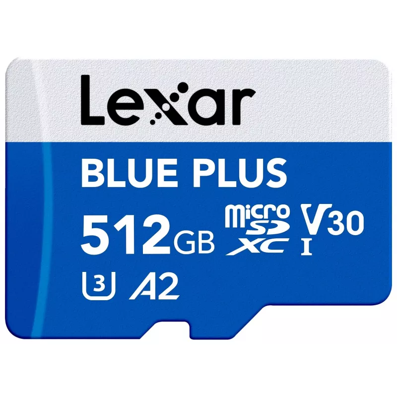 Scheda di memoria MicroSDXC Lexar BLUE PLUS 512 GB, UHS‑I, lettura 170 MB/s, U3/V30