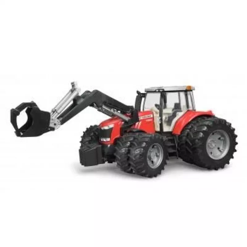 Trattore giocattolo BRUDER Massey Ferguson 7624 con caricatore frontale, rosso, per bambini da 3 anni