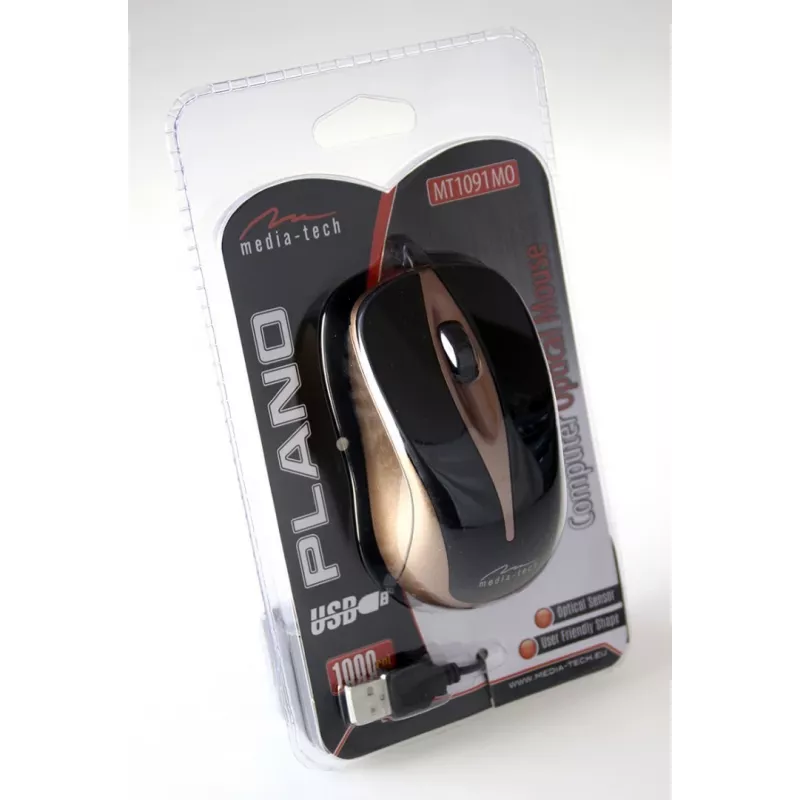 PLANO - mouse ottico 800 Cpi, 3 pulsanti + rotellina di scorrimento, interfaccia USB (MT1091MO)