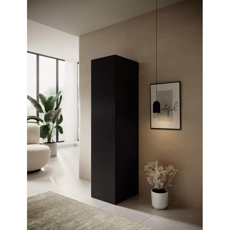 Armadio cama meble PAFOS 1D, 45×55,5×198,5 cm, nero opaco, 4 ripiani